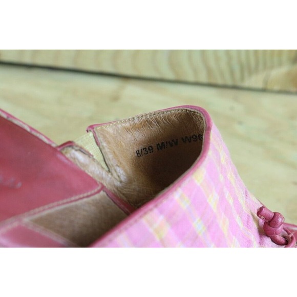 Born Shoes Womens Sandals Sz 8 Drilles Espadrilles Pink Check Print Wedge - Picture 10 of 10